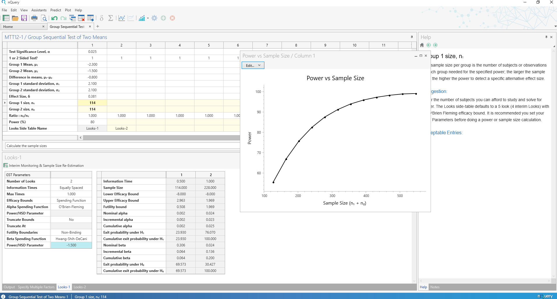 Sample size software for adaptive clinical trial designs nquery